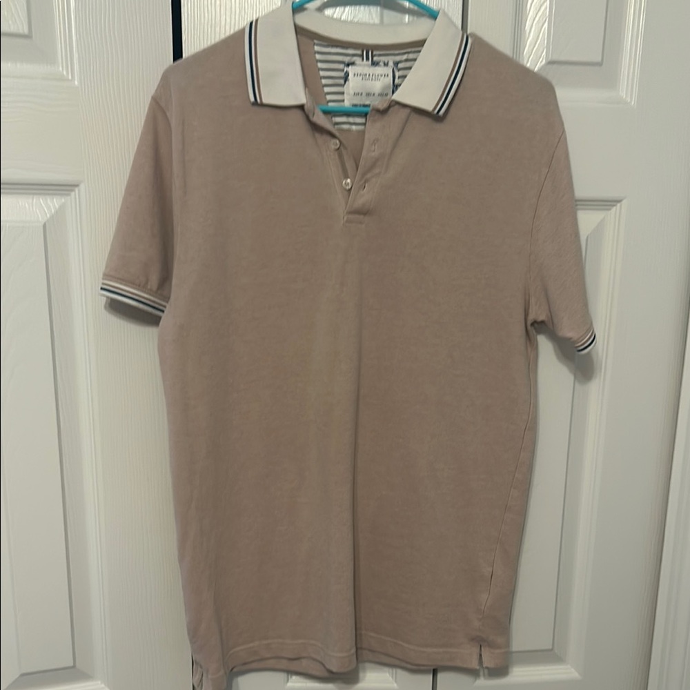 Denim & Flower Tan Polo Shirt Casual Refined Style